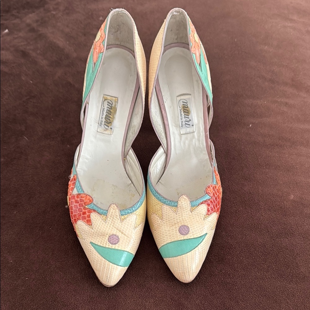Vintage Circa 70/80s Mauri Leather Heels Made In Italy